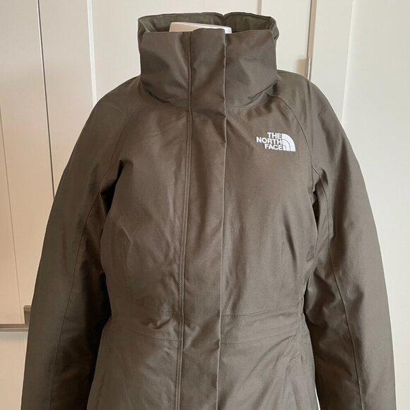 The North Face 550 Outdoor Cotton Nylon Shell Down Fill Parka Olive Green S NWOT - Picture 2 of 16